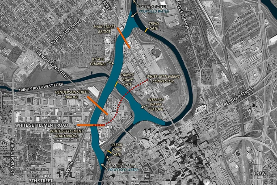 Map of Panther Island flood control project